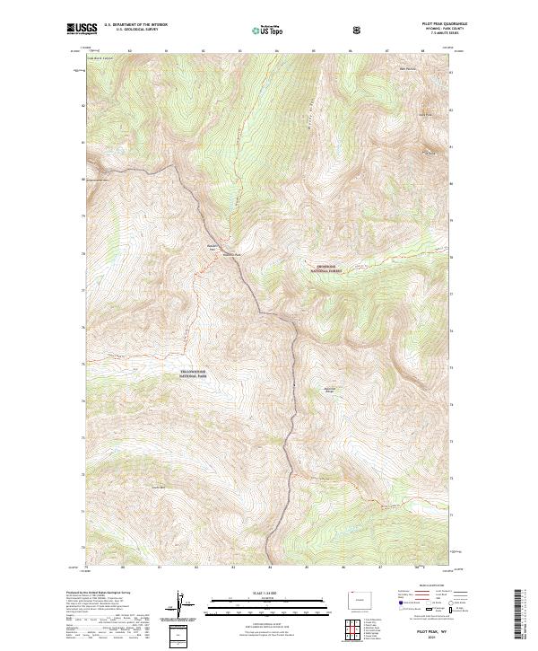 USGS US Topo 7.5-minute map for Pilot Peak WY 2021