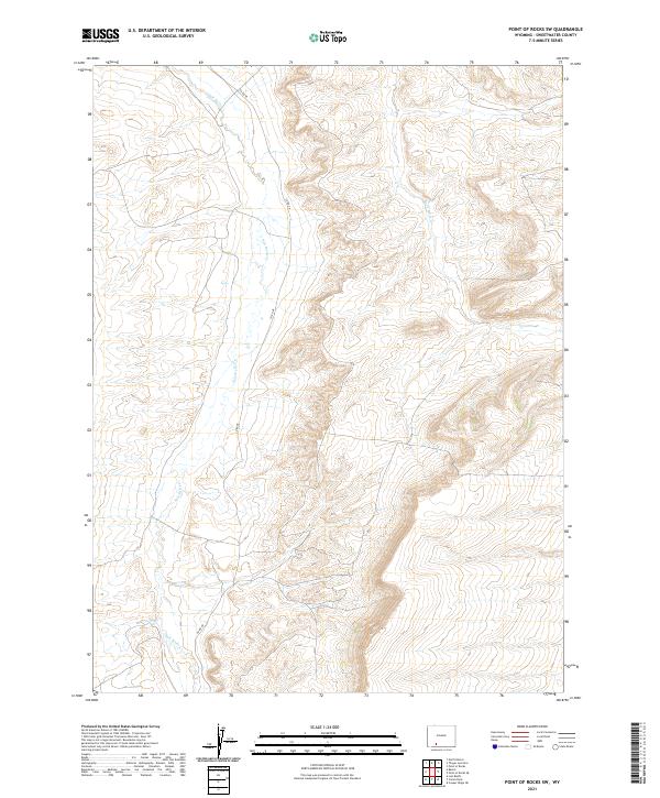 USGS US Topo 7.5-minute map for Point of Rocks SW WY 2021