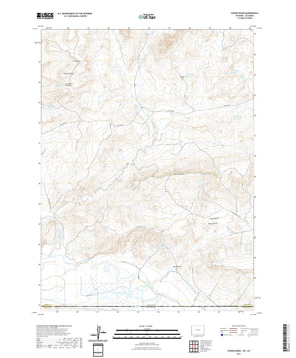 USGS US Topo 7.5-minute map for Poison Basin WYCO 2021