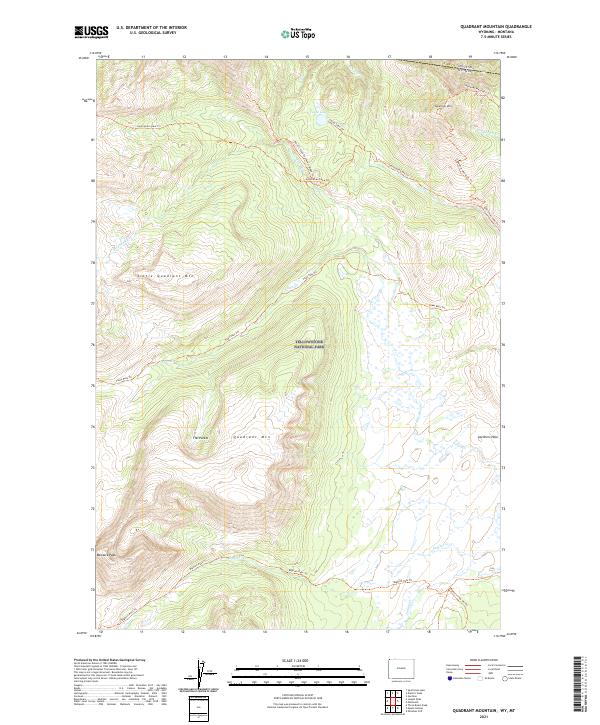 USGS US Topo 7.5-minute map for Quadrant Mountain WYMT 2021