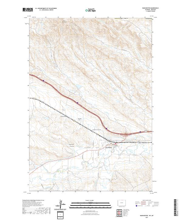 USGS US Topo 7.5-minute map for Ranchester WYMT 2021