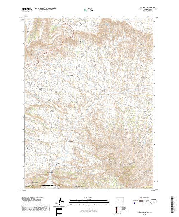 USGS US Topo 7.5-minute map for Richards Gap WYUT 2021
