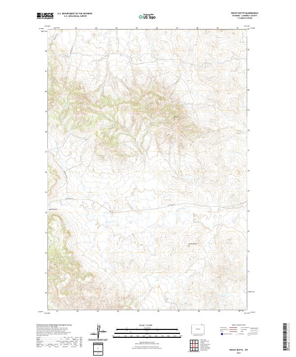USGS US Topo 7.5-minute map for Rocky Butte WY 2021
