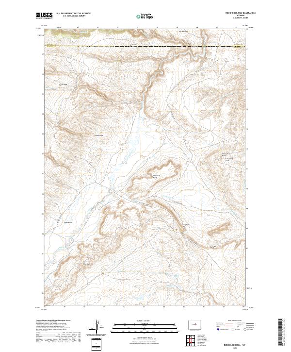 USGS US Topo 7.5-minute map for Roughlock Hill WY 2021