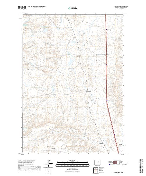 USGS US Topo 7.5-minute map for Schlicht Draw WY 2021