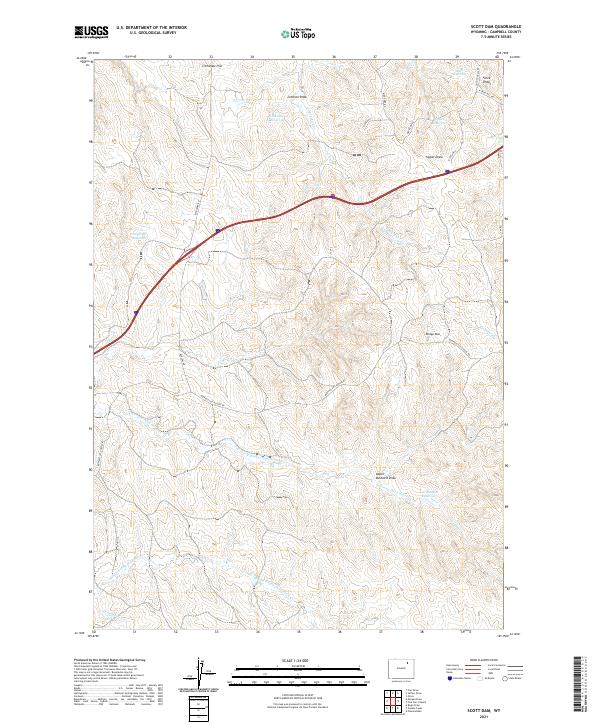 USGS US Topo 7.5-minute map for Scott Dam WY 2021