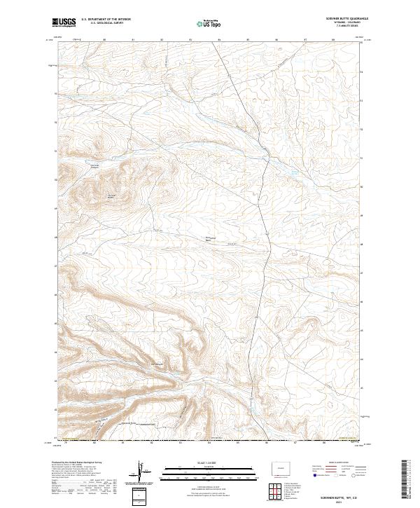 USGS US Topo 7.5-minute map for Scrivner Butte WYCO 2021