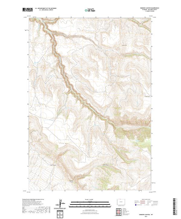 USGS US Topo 7.5-minute map for Simmons Canyon WY 2021