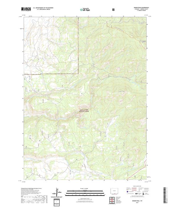 USGS US Topo 7.5-minute map for Singer Peak WY 2021