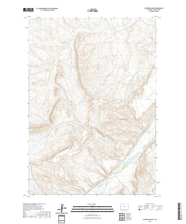 USGS US Topo 7.5-minute map for Sleepers Ranch WY 2021