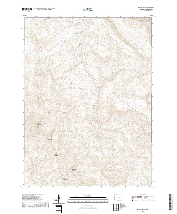 USGS US Topo 7.5-minute map for Smiley Draw WY 2021