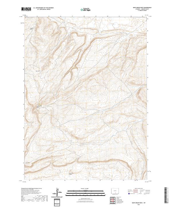 USGS US Topo 7.5-minute map for Smith Draw West WY 2021