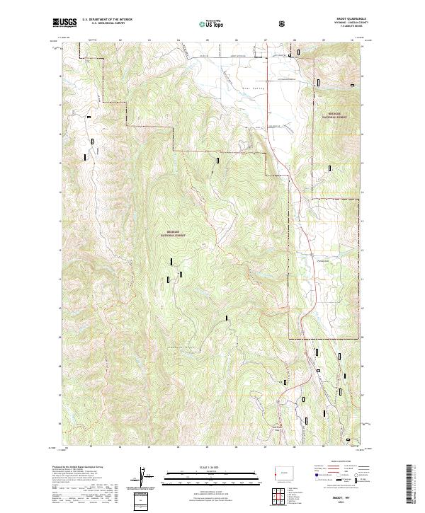 USGS US Topo 7.5-minute map for Smoot WY 2021
