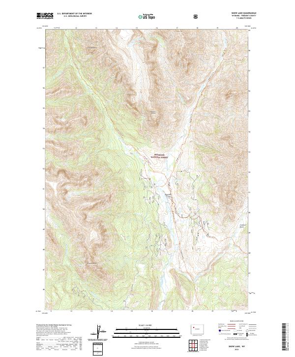 USGS US Topo 7.5-minute map for Snow Lake WY 2021