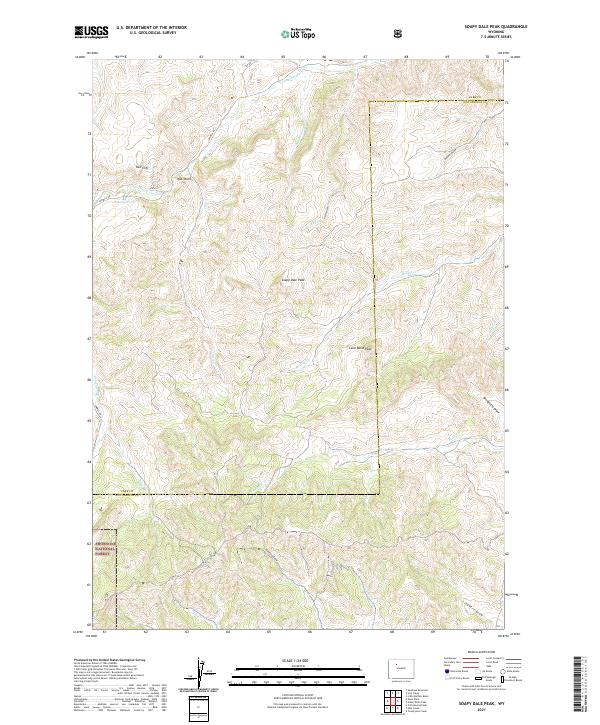 USGS US Topo 7.5-minute map for Soapy Dale Peak WY 2021