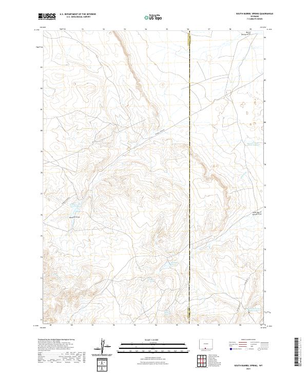 USGS US Topo 7.5-minute map for South Barrel Spring WY 2021