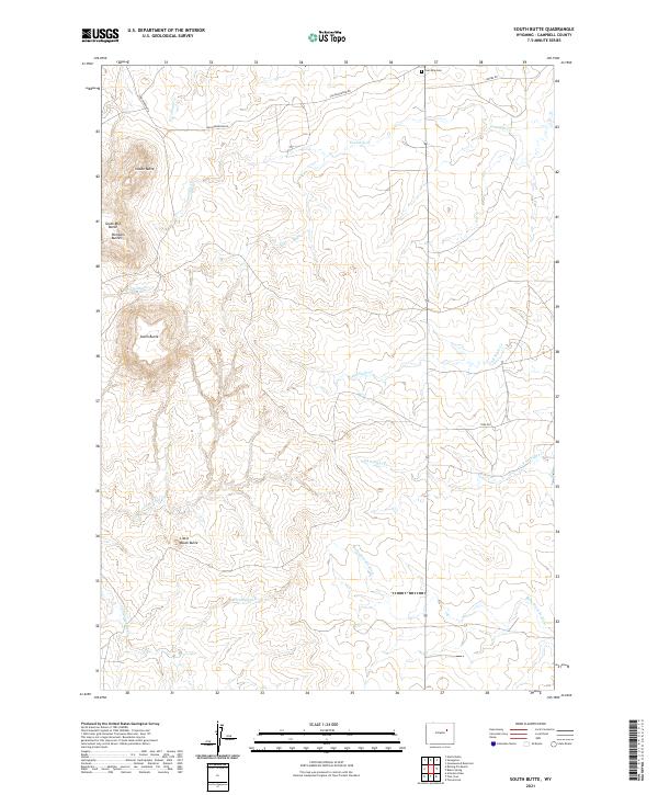 USGS US Topo 7.5-minute map for South Butte WY 2021