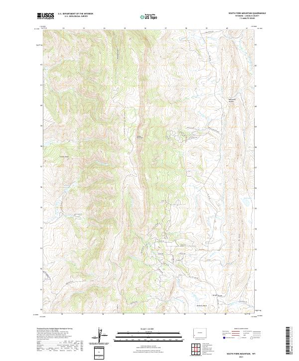USGS US Topo 7.5-minute map for South Fork Mountain WY 2021