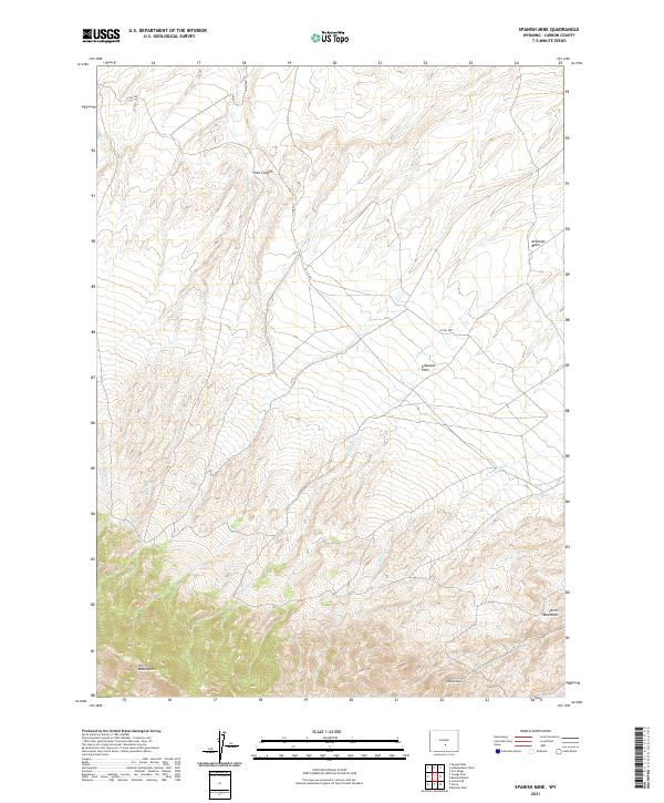 USGS US Topo 7.5-minute map for Spanish Mine WY 2021