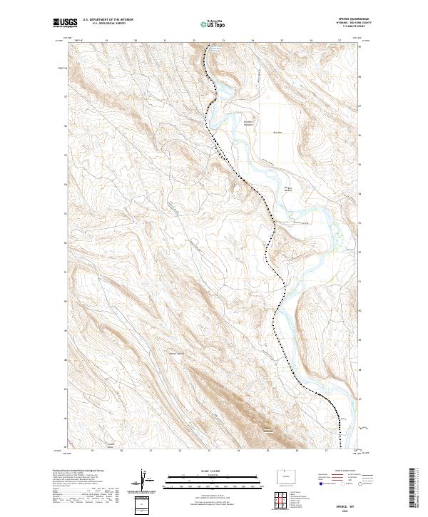USGS US Topo 7.5-minute map for Spence WY 2021