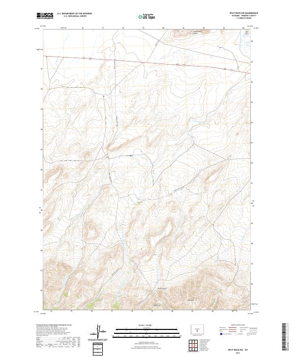 USGS US Topo 7.5-minute map for Split Rock NW WY 2021