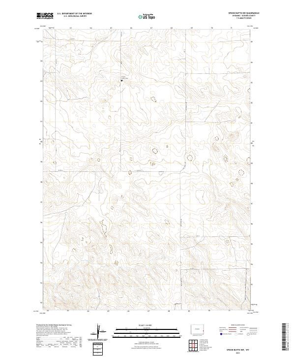 USGS US Topo 7.5-minute map for Spoon Butte NW WY 2021