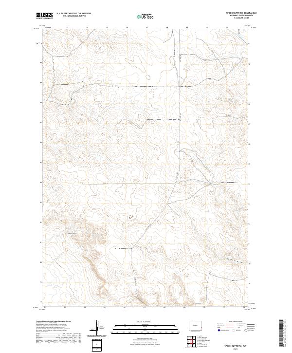 USGS US Topo 7.5-minute map for Spoon Butte SW WY 2021