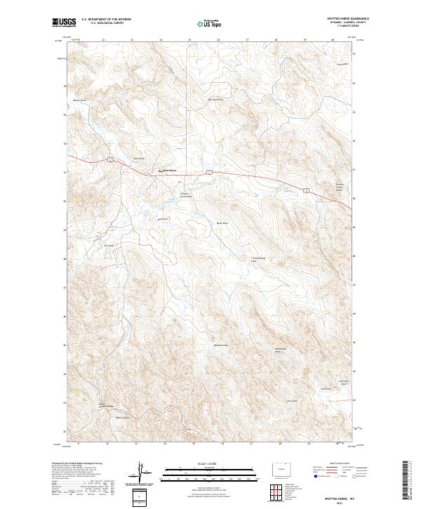 USGS US Topo 7.5-minute map for Spotted Horse WY 2021