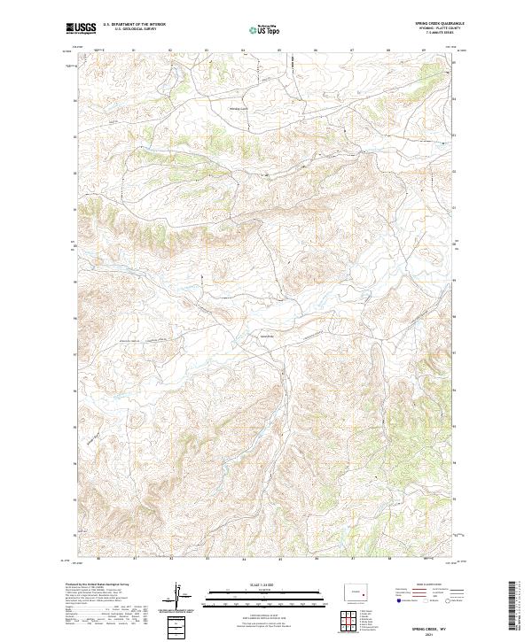 USGS US Topo 7.5-minute map for Spring Creek WY 2021