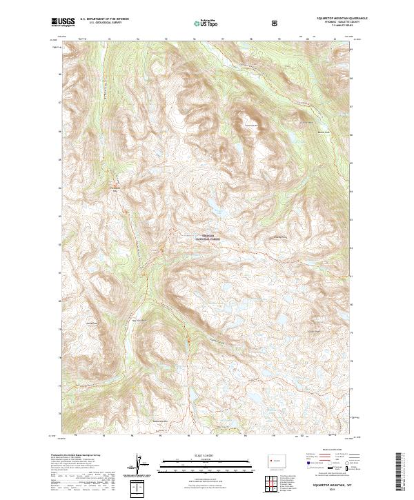 USGS US Topo 7.5-minute map for Squaretop Mountain WY 2021