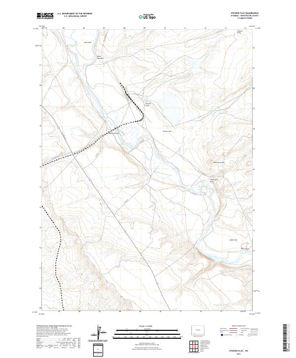 USGS US Topo 7.5-minute map for Stevens Flat WY 2021