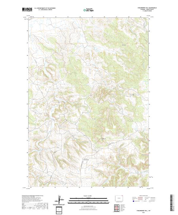 USGS US Topo 7.5-minute map for Strawberry Hill WY 2021