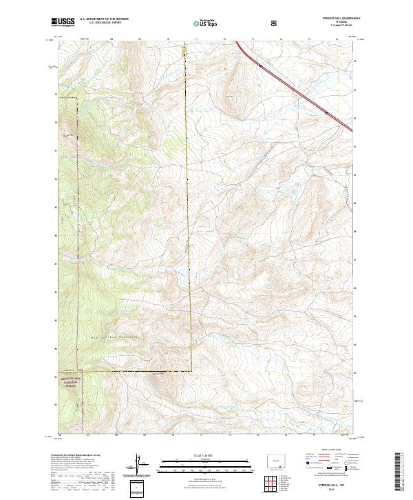 USGS US Topo 7.5-minute map for Strouss Hill WY 2021