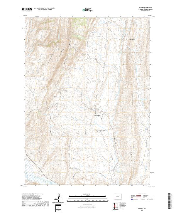 USGS US Topo 7.5-minute map for Sublet WY 2021