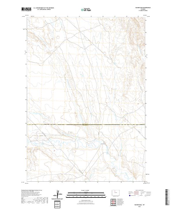 USGS US Topo 7.5-minute map for Sucker Dam WY 2021
