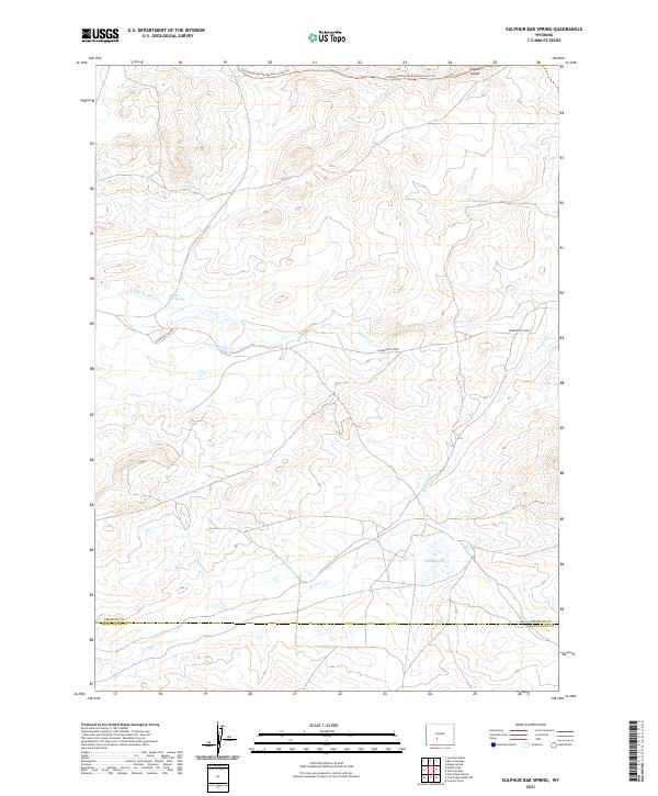 USGS US Topo 7.5-minute map for Sulphur Bar Spring WY 2021