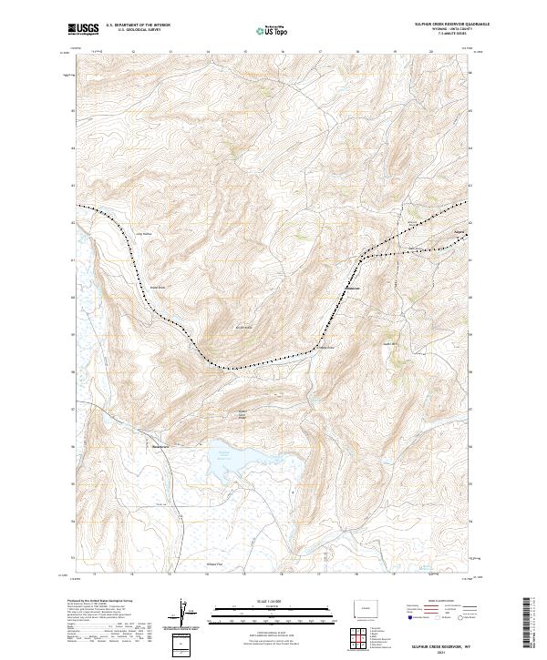 USGS US Topo 7.5-minute map for Sulphur Creek Reservoir WY 2021