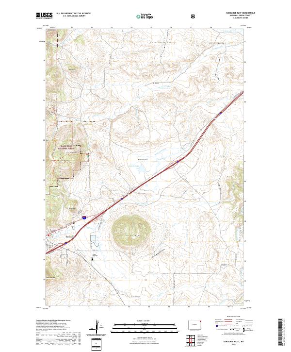 USGS US Topo 7.5-minute map for Sundance East WY 2021