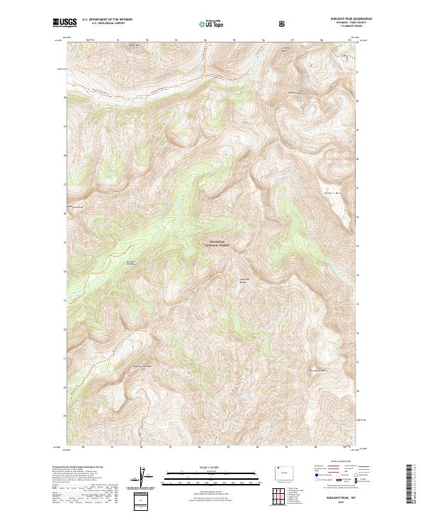 USGS US Topo 7.5-minute map for Sunlight Peak WY 2021