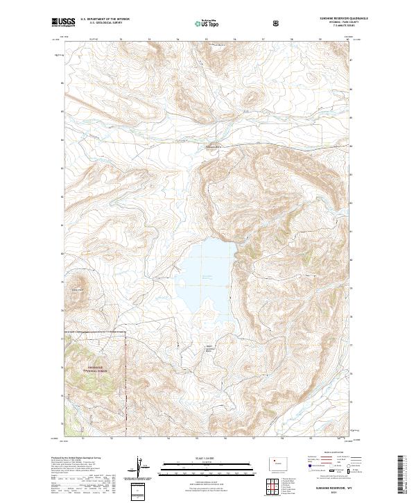 USGS US Topo 7.5-minute map for Sunshine Reservoir WY 2021