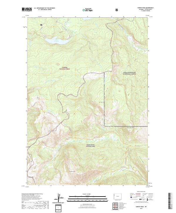 USGS US Topo 7.5-minute map for Survey Peak WY 2021