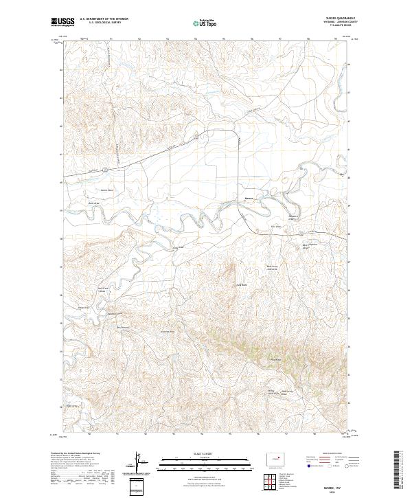 USGS US Topo 7.5-minute map for Sussex WY 2021