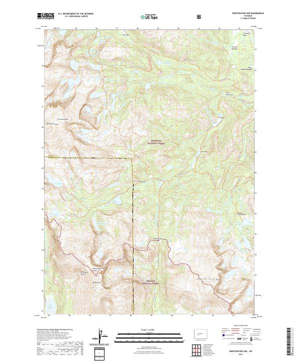 USGS US Topo 7.5-minute map for Sweetwater Gap WY 2021