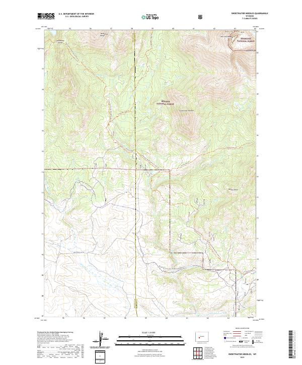 USGS US Topo 7.5-minute map for Sweetwater Needles WY 2021