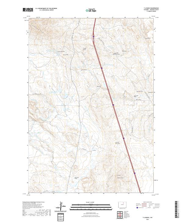 US Topo 7.5-minute map for T A Ranch WY