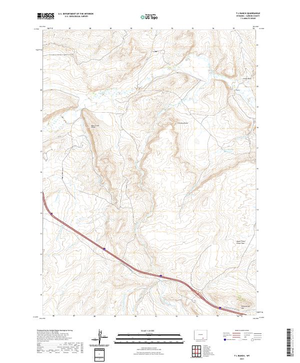 USGS US Topo 7.5-minute map for T L Ranch WY 2021