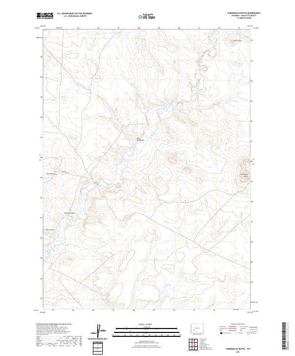 USGS US Topo 7.5-minute map for Tabernacle Butte WY 2021