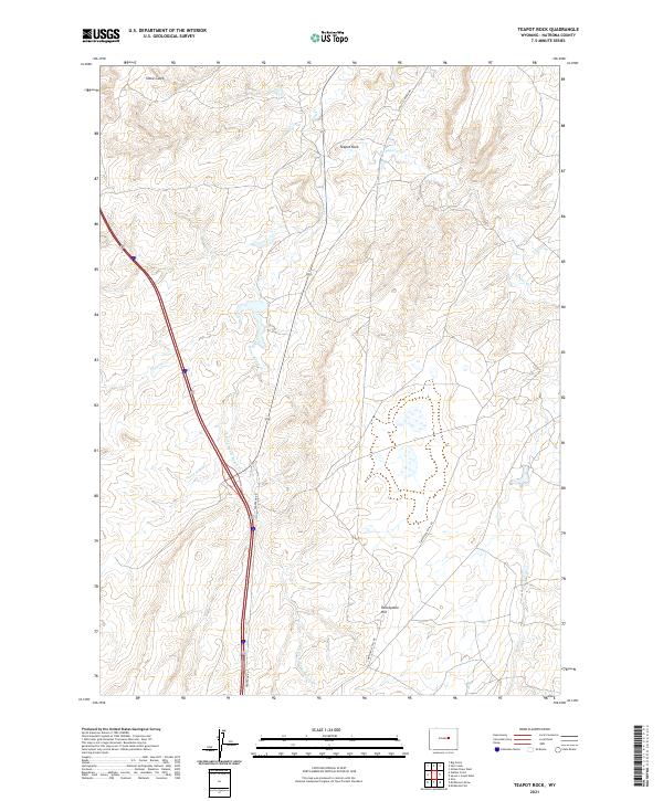 USGS US Topo 7.5-minute map for Teapot Rock WY 2021