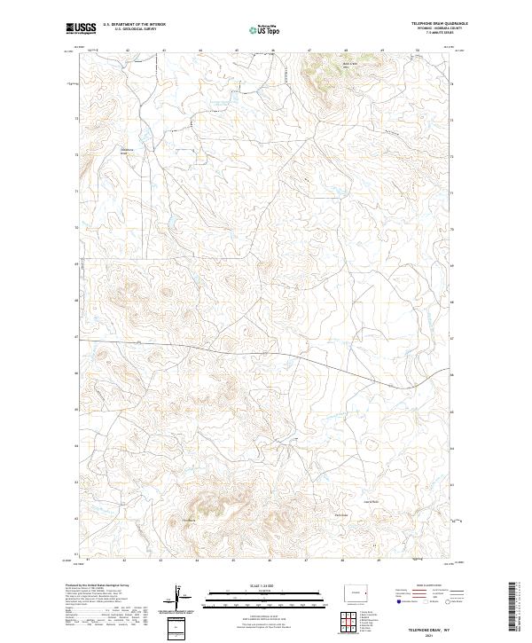 USGS US Topo 7.5-minute map for Telephone Draw WY 2021