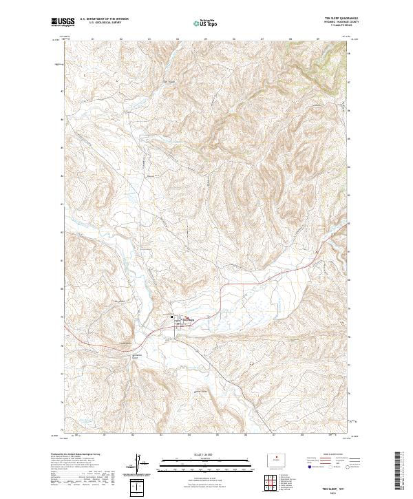 USGS US Topo 7.5-minute map for Ten Sleep WY 2021